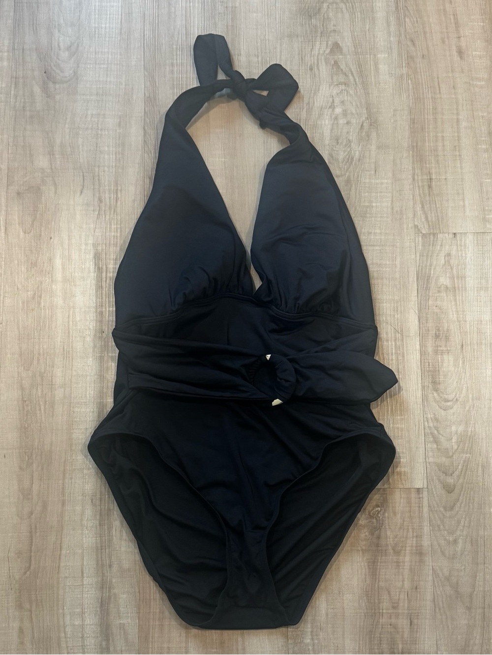 kate spade Black Belted Halter One Piece Swimsuit Summer Vacation Resort Wear XL